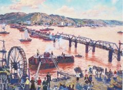历史题材油画作品《1909年建造中的黄河铁桥》被甘肃省博物馆收藏
